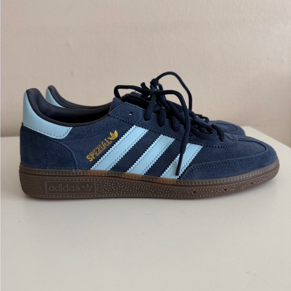 adidas Navy Suede Sneakers with Light Blue Accents